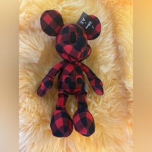 Disney AE Red and Black Plaid Mickey Mouse Plush Toy NWT $39.99